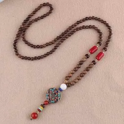 Save Ocean Animals Jewelry Necklace | Nepal Mala Wood Bead Necklace