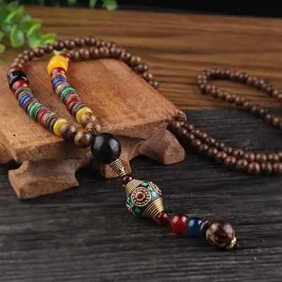 Save Ocean Animals Jewelry Necklace | Nepal Mala Wood Bead Necklace