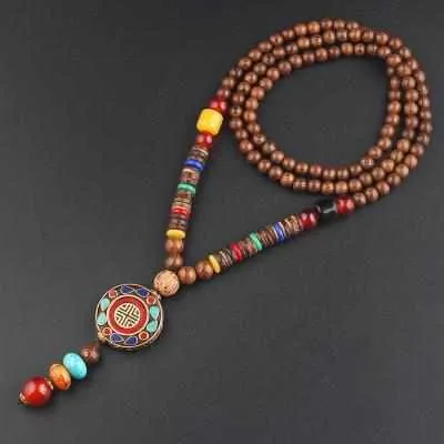 Save Ocean Animals Jewelry Necklace | Nepal Mala Wood Bead Necklace