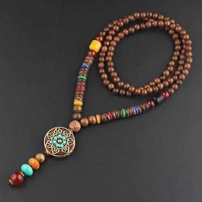 Save Ocean Animals Jewelry Necklace | Nepal Mala Wood Bead Necklace