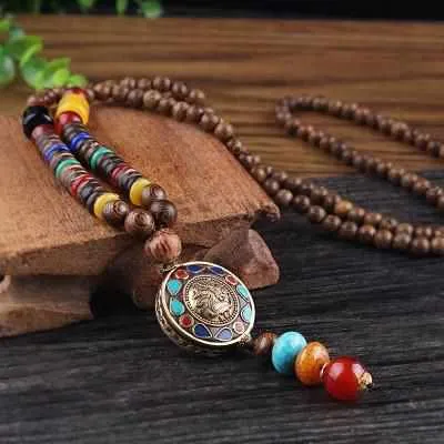 Save Ocean Animals Jewelry Necklace | Nepal Mala Wood Bead Necklace