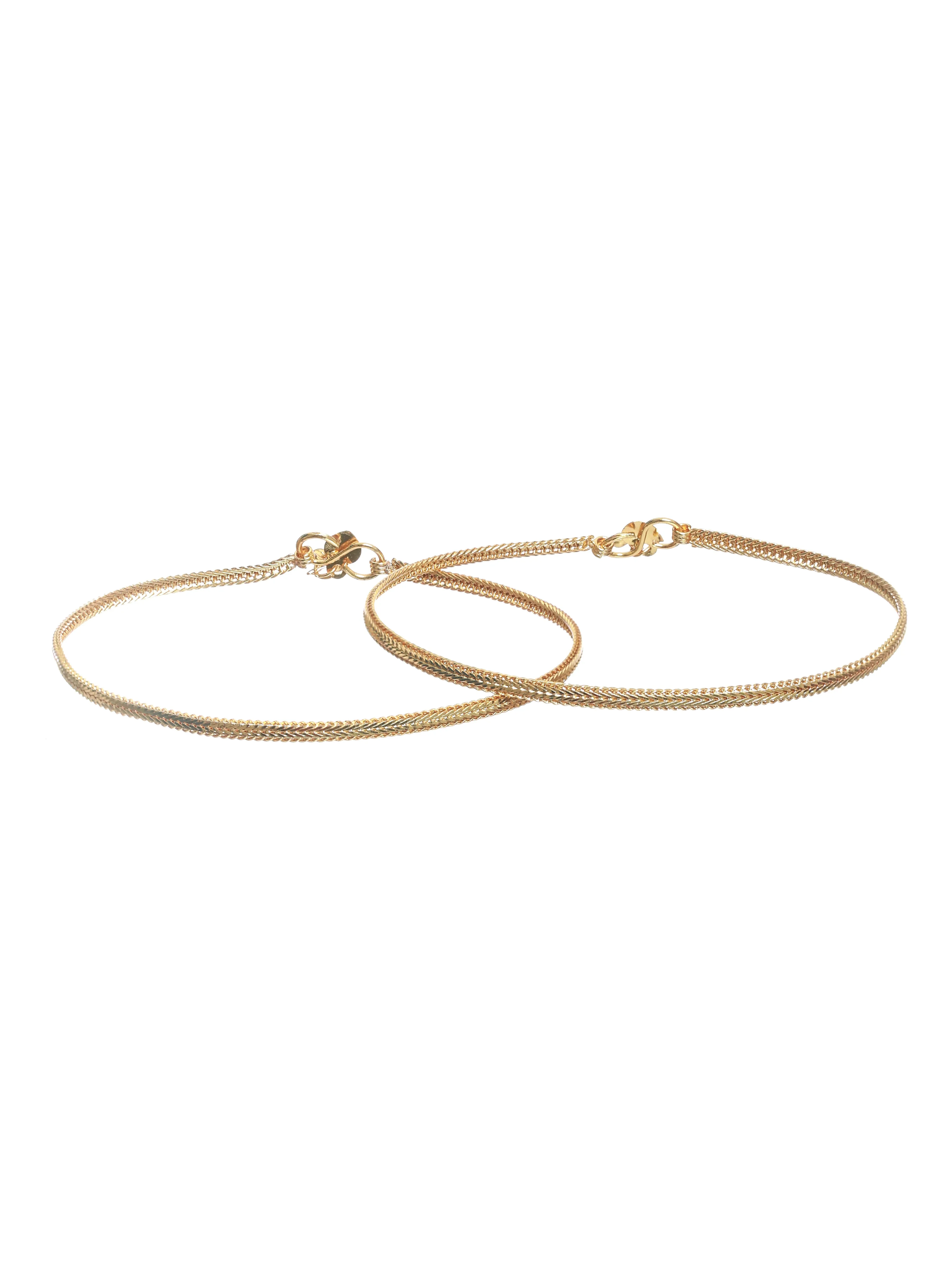 Set Of 2 Gold-Plated Handcrafted Anklets