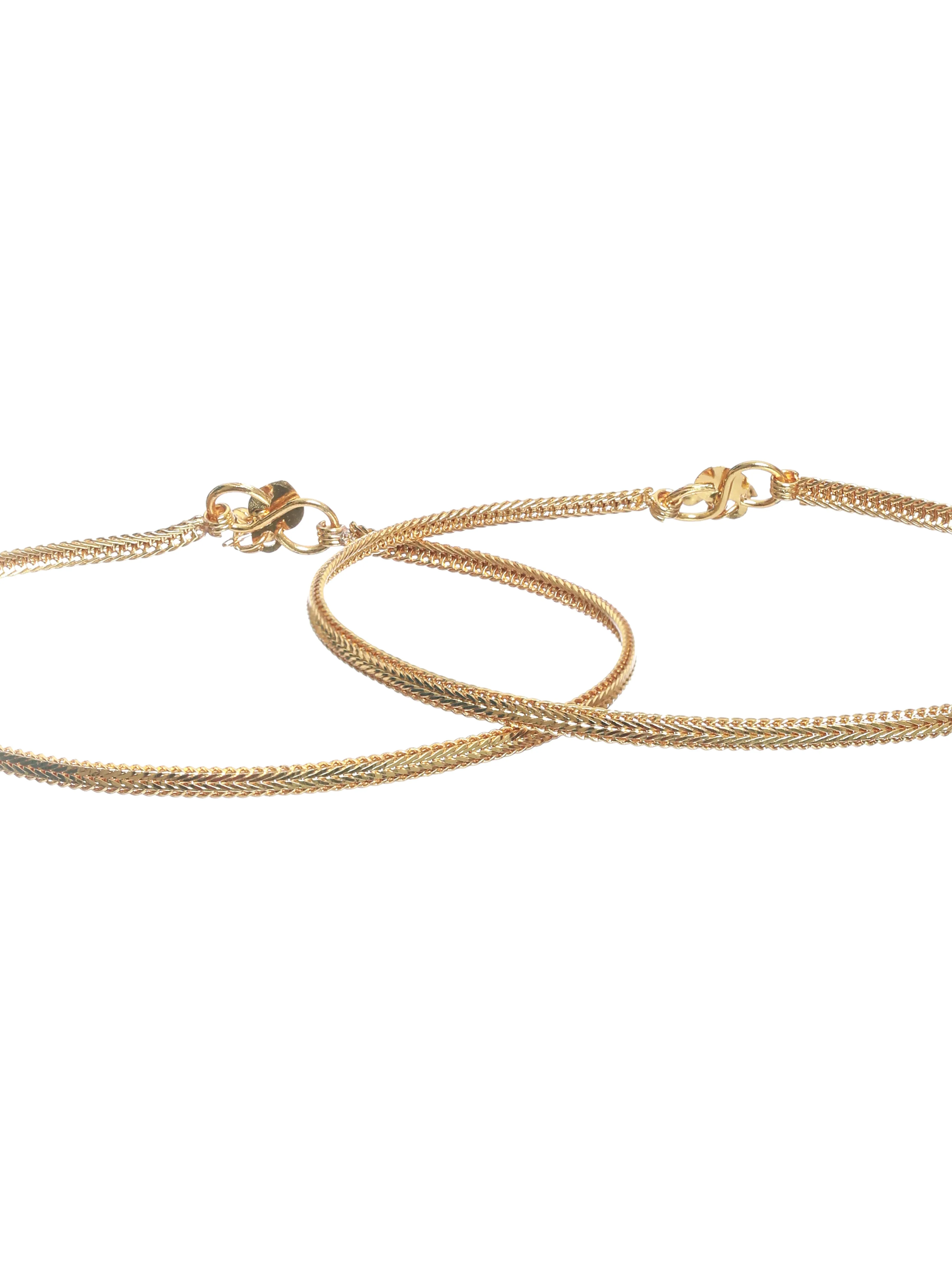 Set Of 2 Gold-Plated Handcrafted Anklets