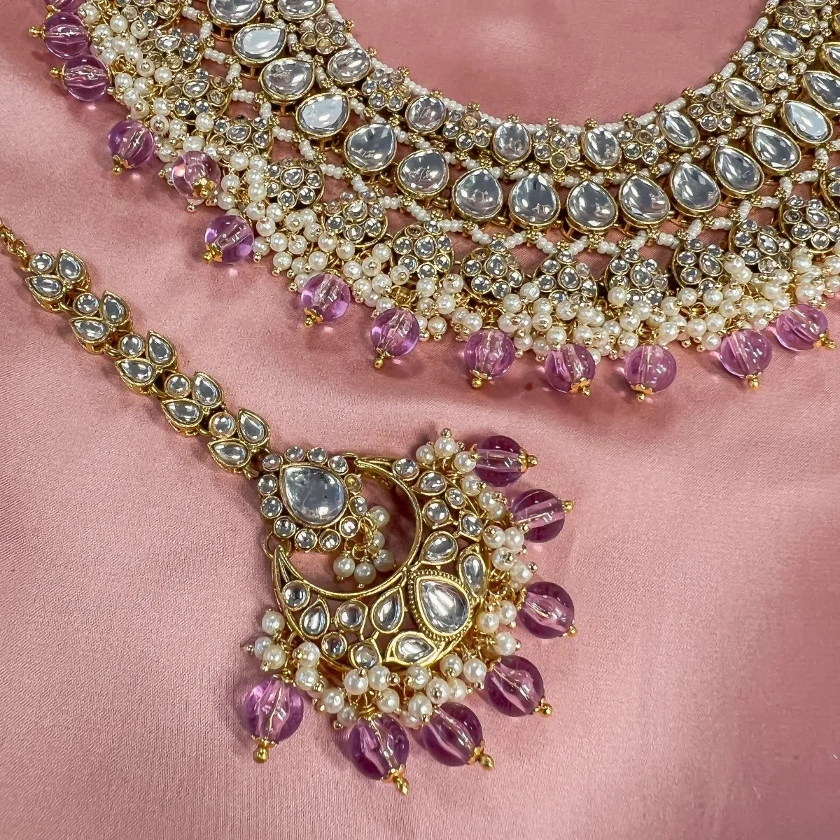 Shila Faux Kundan Set - Lilac