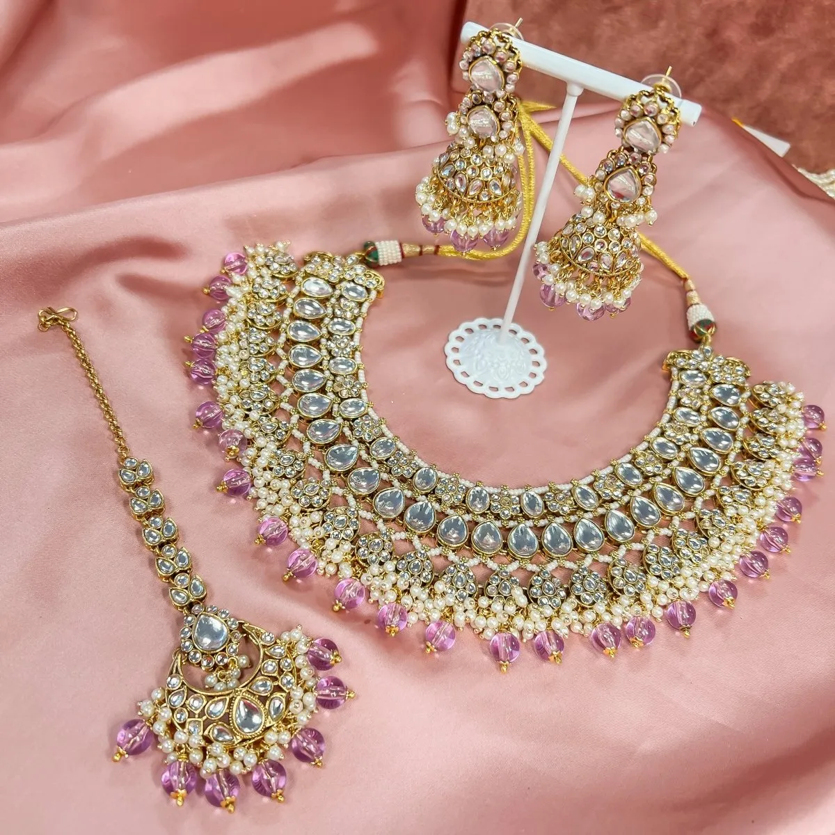 Shila Faux Kundan Set - Lilac