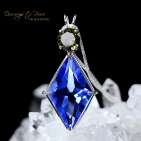 Siberian Blue Quartz Ascension Star Pendant with Moldavite