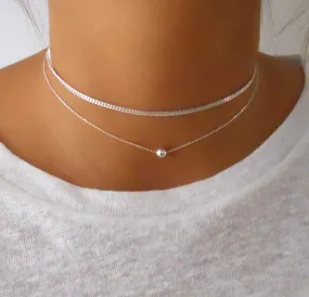 Silver Gourmet Choker & Ball Choker - Set of 2 Necklaces