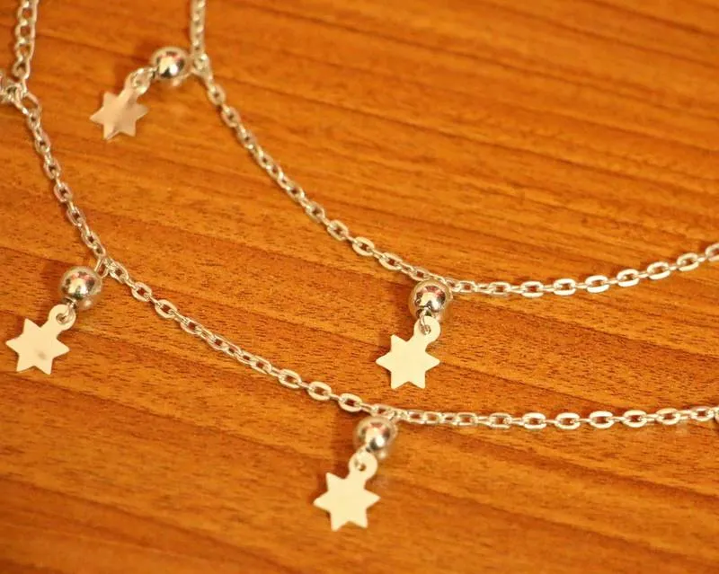 Silver Plated Star Anklets
