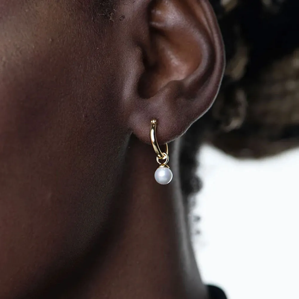 Small Pearl Hoop Earrings- 18k Gold Vermeil