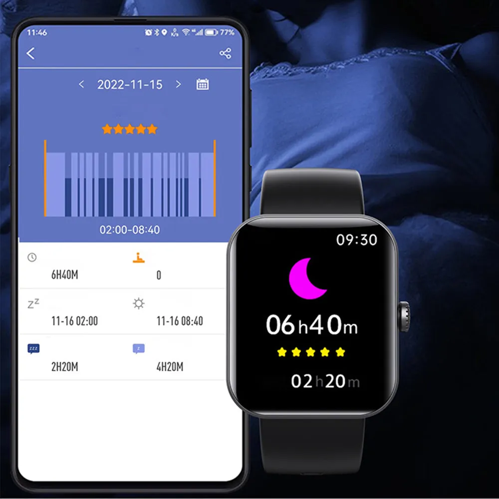 Sports Watch Bluetooth Call Smart Watch Heart Rate Monitoring Fitness Tracker Black