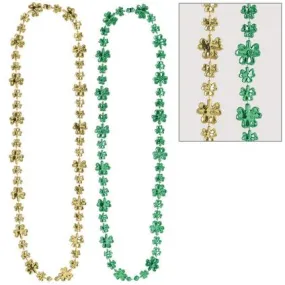 St. Patrick's Day Shamrock Bead Necklaces, 32" | 2 ct