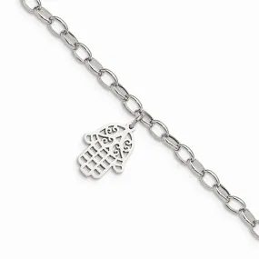 Stainless Steel Polished Chamseh/Hamsa 7in. Bracelet
