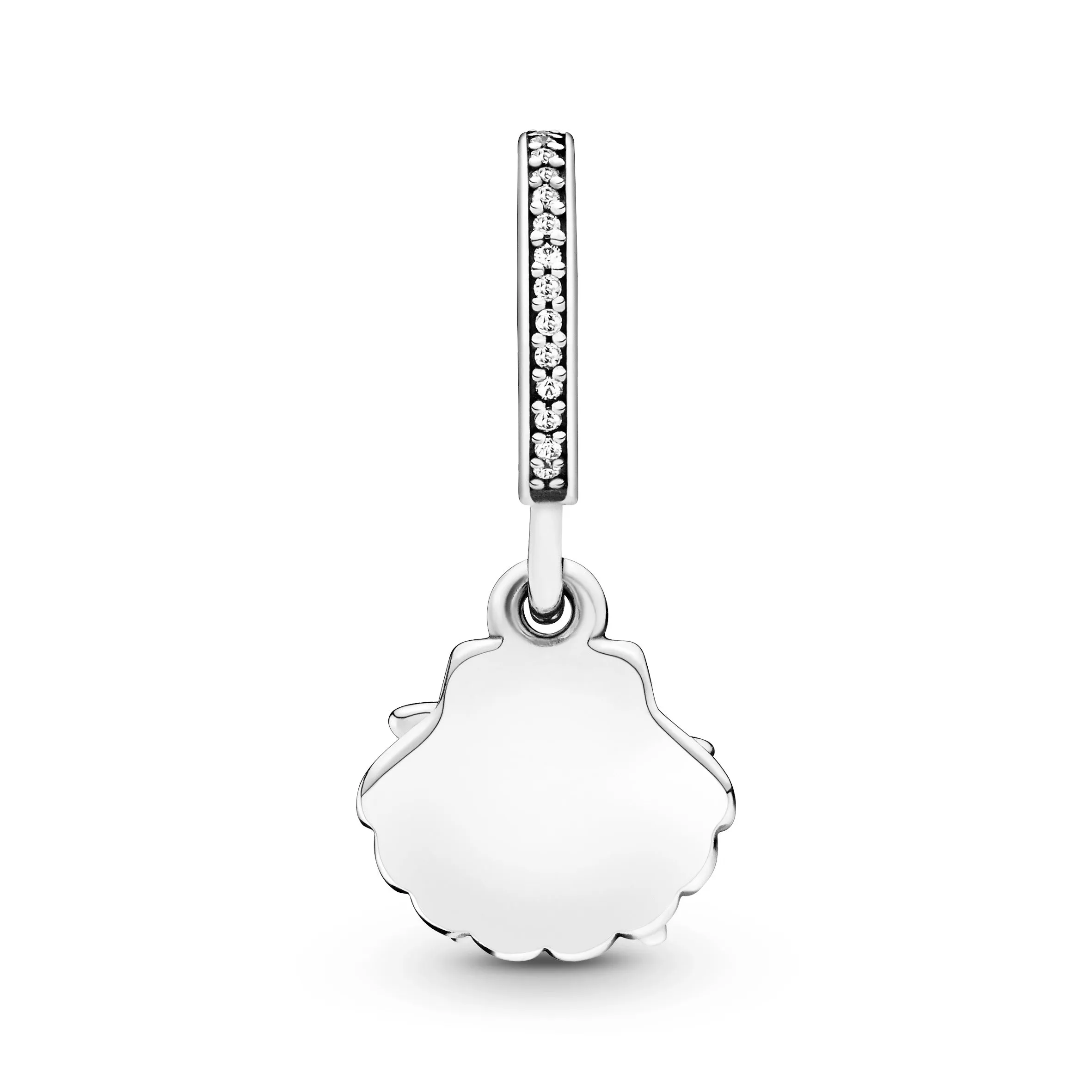 Starfish and shell silver dangle with frosty mint cubic zirconia and clear cubic zirconia