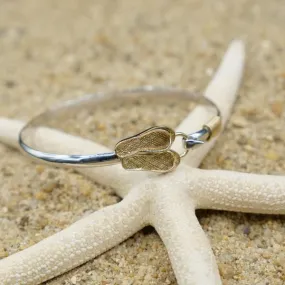 Sterling Silver Bangle with 18k Gold Flip Flops