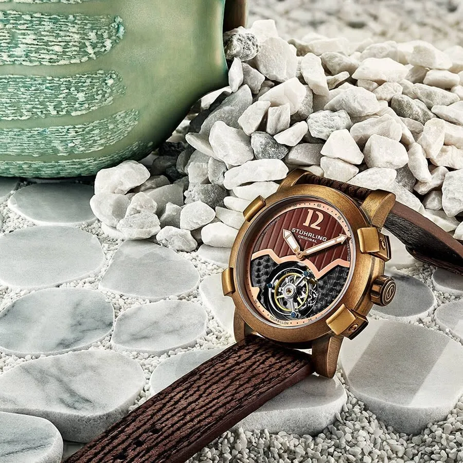 Stuhrling Original Tourbillon Hand Wind Brown Dial Men's Watch M13475