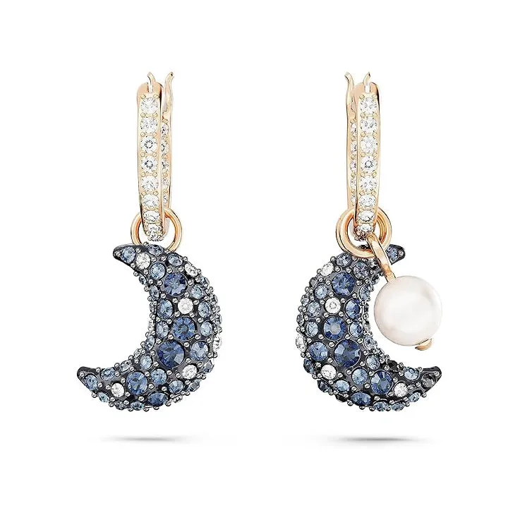 Swarovski Women's Asymmetrical design Moon Multicolored Rose gold-tone Finished Sublima Drop Earrings - 5671569