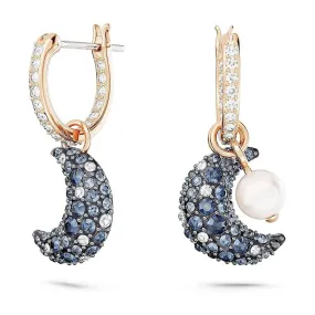 Swarovski Women's Asymmetrical design Moon Multicolored Rose gold-tone Finished Sublima Drop Earrings - 5671569
