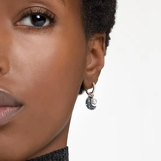 Swarovski Women's Asymmetrical design Moon Multicolored Rose gold-tone Finished Sublima Drop Earrings - 5671569