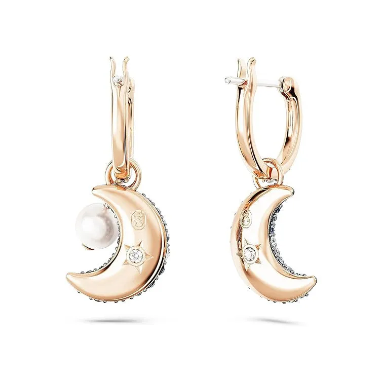 Swarovski Women's Asymmetrical design Moon Multicolored Rose gold-tone Finished Sublima Drop Earrings - 5671569