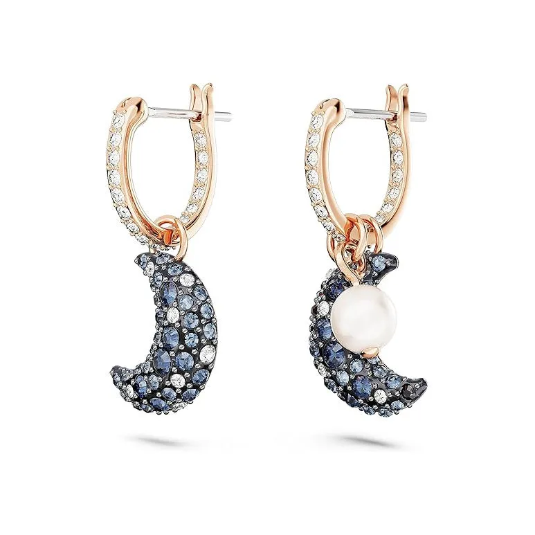 Swarovski Women's Asymmetrical design Moon Multicolored Rose gold-tone Finished Sublima Drop Earrings - 5671569