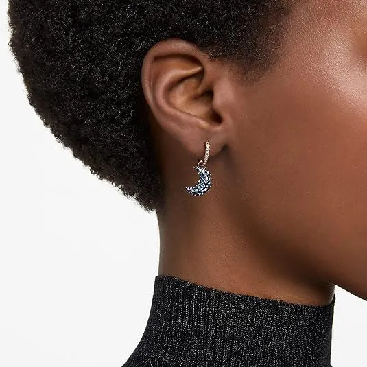 Swarovski Women's Asymmetrical design Moon Multicolored Rose gold-tone Finished Sublima Drop Earrings - 5671569