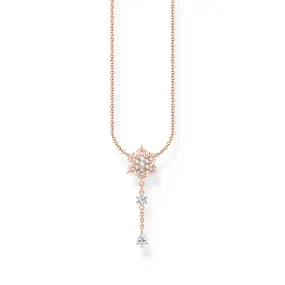 THOMAS SABO Necklace snowflake with white stones rose gold