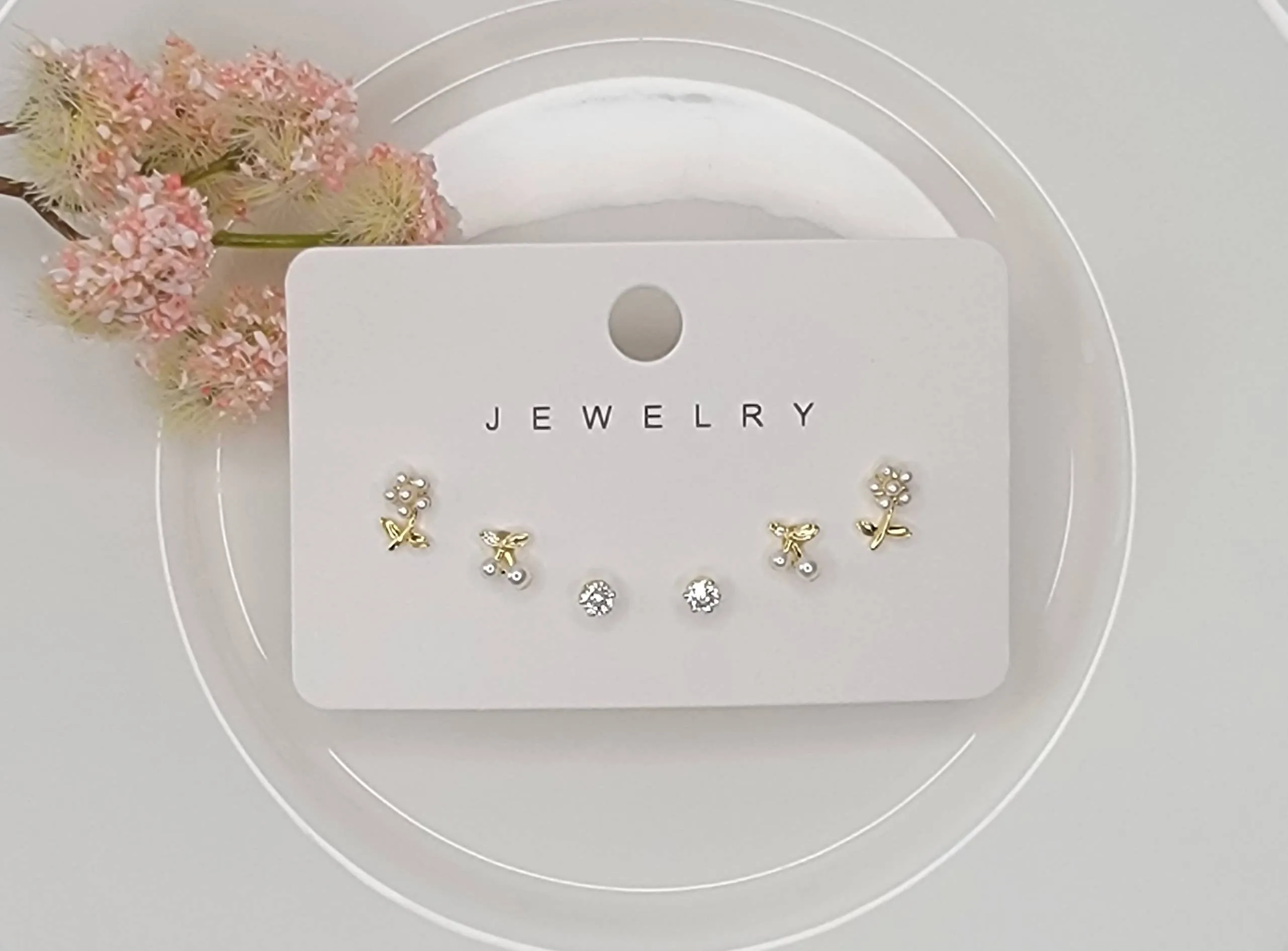 THREE PAIR MINI STUD EARRINGS