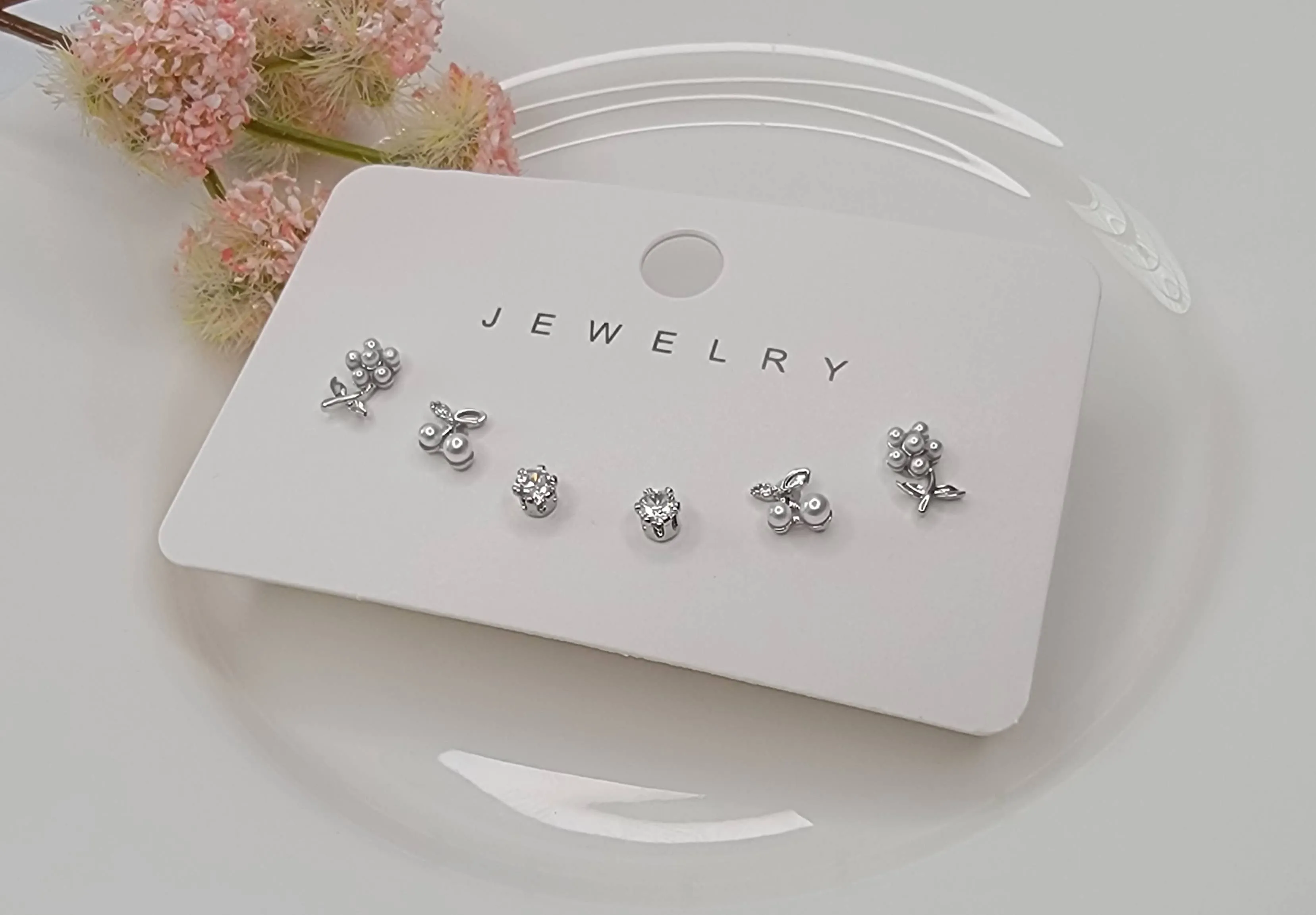 THREE PAIR MINI STUD EARRINGS