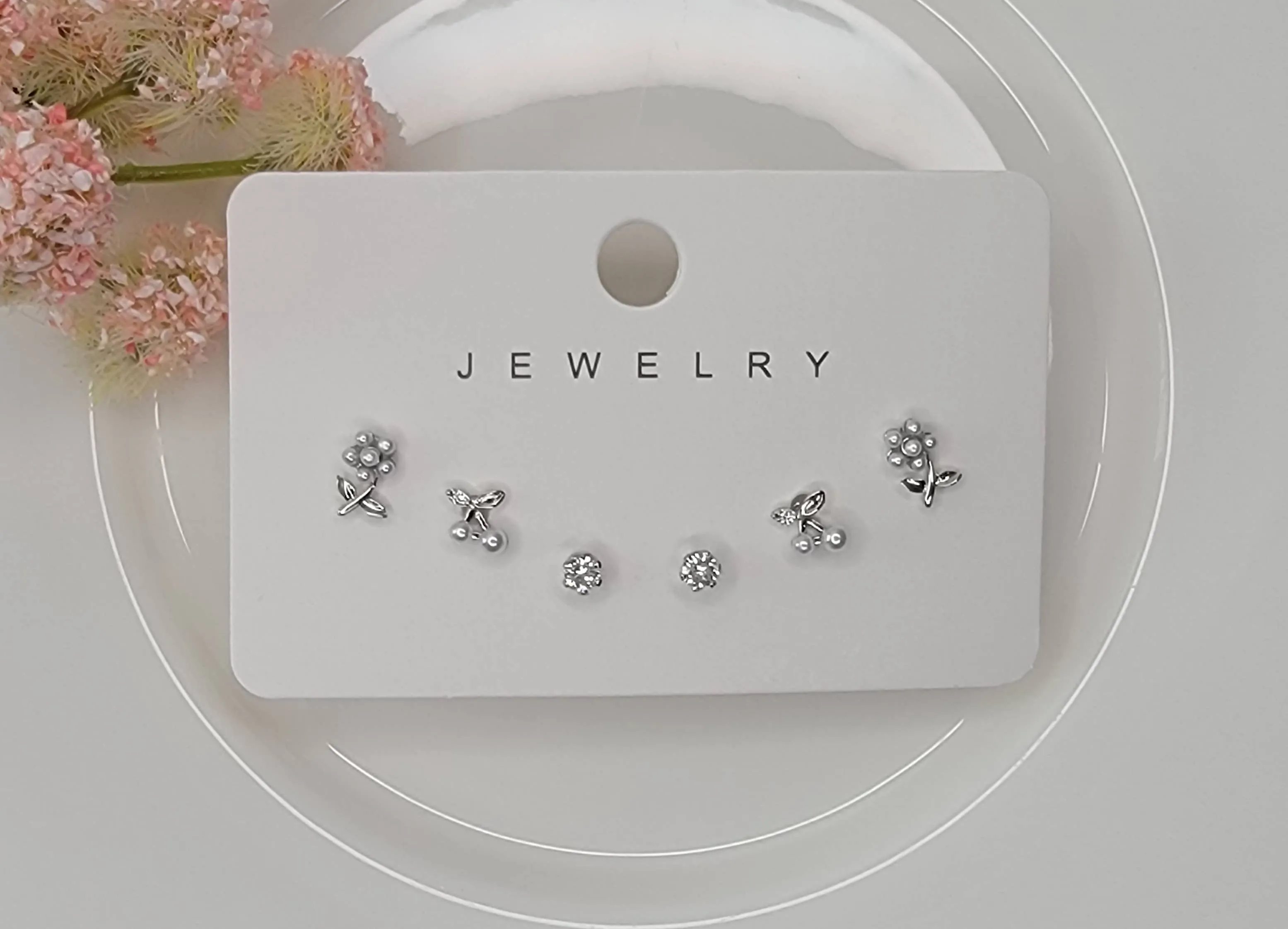 THREE PAIR MINI STUD EARRINGS