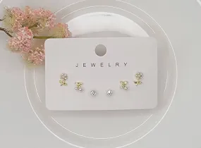 THREE PAIR MINI STUD EARRINGS