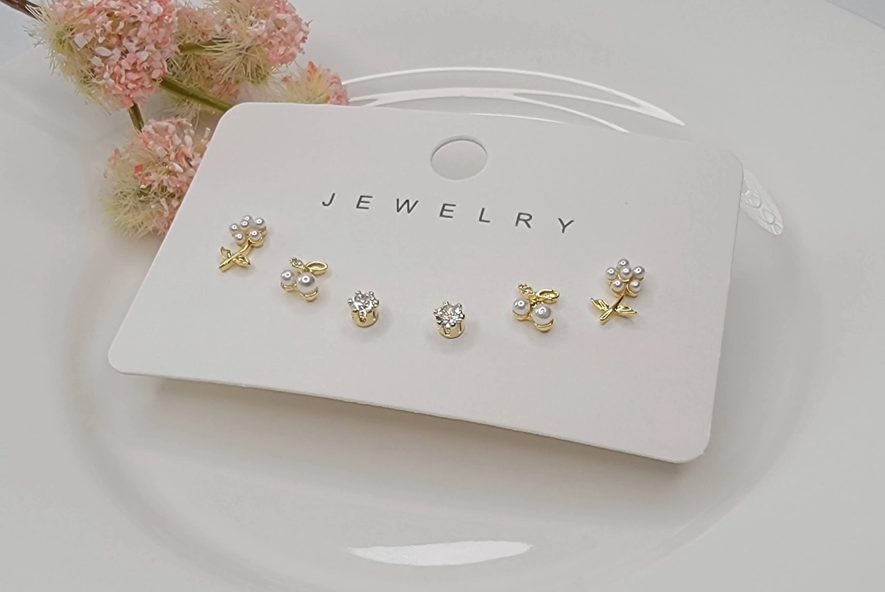 THREE PAIR MINI STUD EARRINGS