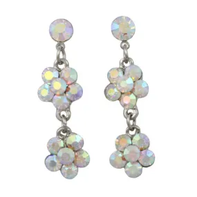 Two Aurora Borealis Crystal Dangling Daisies Pierced Earring - RSN328E