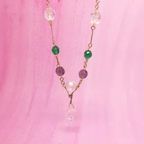 Vintage 1930s Purple Glass Rolled Gold Necklace