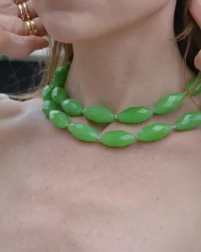 Vintage Jade Faceted-Crystal Bead Necklace