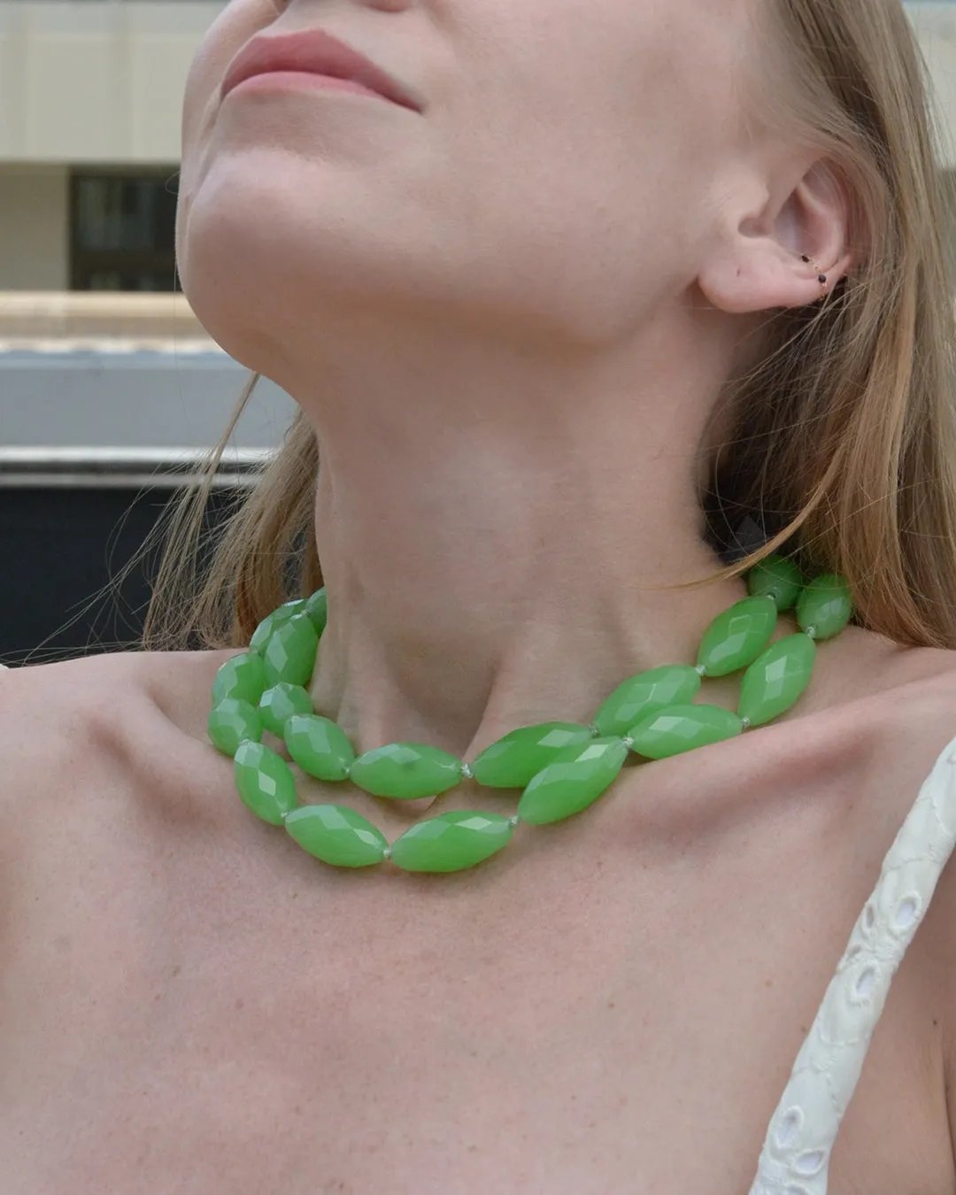 Vintage Jade Faceted-Crystal Bead Necklace
