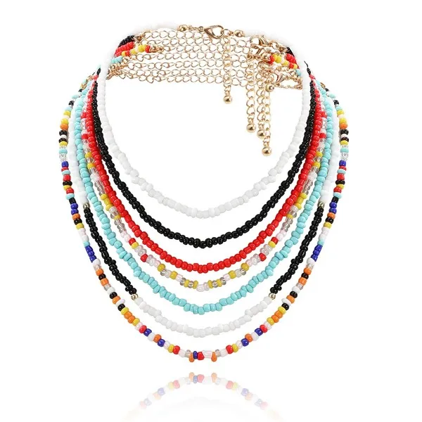 Wholesale colored bead hit beaded bead necklace set JDC-NE-KunJ055