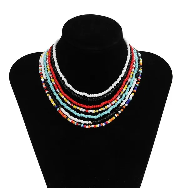 Wholesale colored bead hit beaded bead necklace set JDC-NE-KunJ055
