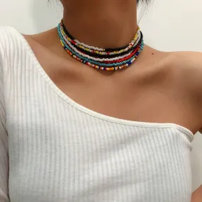Wholesale colored bead hit beaded bead necklace set JDC-NE-KunJ055
