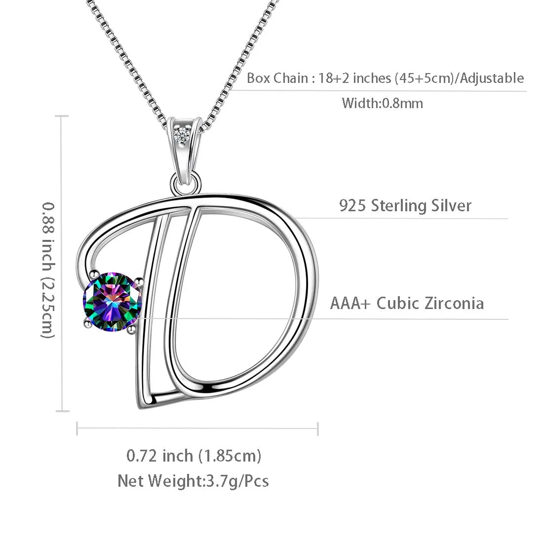 Women Initial D Letter Pendant Necklace Girl Name Jewelry Gift 925 Sterling Silver